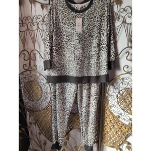 Secret Treasures Womens Pajama Lounge PJ Set Top & Pants Animal Print Sz M(8-10)